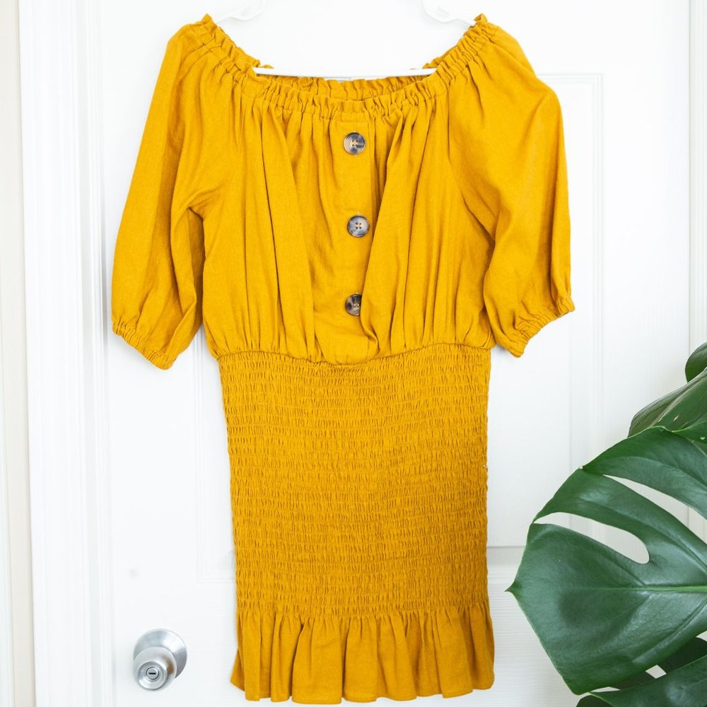 Zara Off-the-Shoulder Ruched Dress - Picture 2 of 4